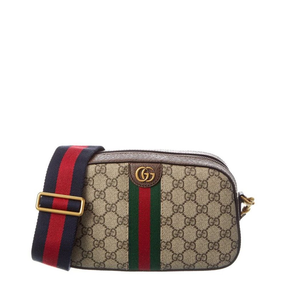 Gucci Ophidia Small Gg Supreme Canvas & Leather Crossbody, Beige